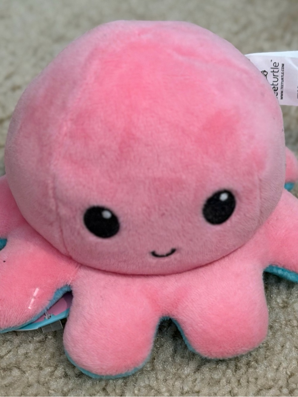 TeeTurtle Reversible Octopus Plushie 4-Inch Pink + Aqua